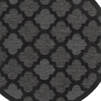 5' Charcoal And Black Round Trellis Indoor Outdoor Area Rug HomeRoots