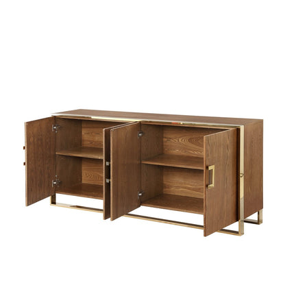 71" Brown Sideboard with Four Doors HomeRoots