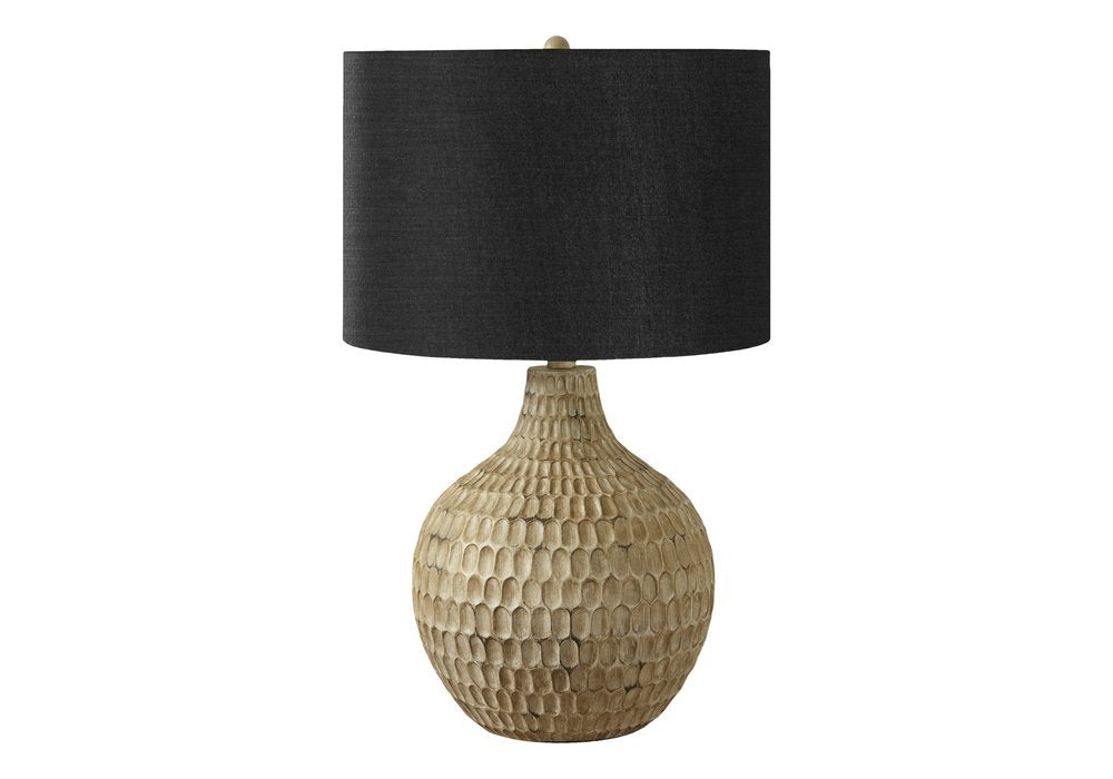 25" Brown Geometric Table Lamp With Black Drum Shade HomeRoots