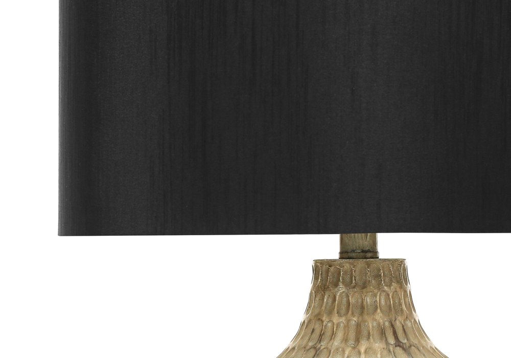 25" Brown Geometric Table Lamp With Black Drum Shade HomeRoots