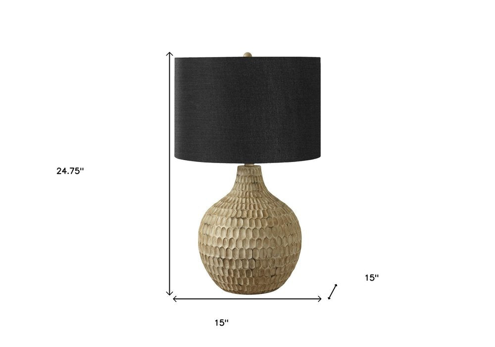 25" Brown Geometric Table Lamp With Black Drum Shade HomeRoots