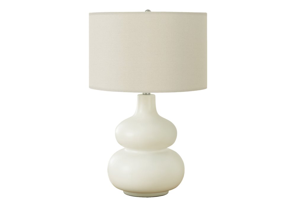 25" Cream Ceramic Gourd Table Lamp With Cream Drum Shade — view 1
