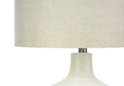25" Cream Ceramic Gourd Table Lamp With Cream Drum Shade HomeRoots