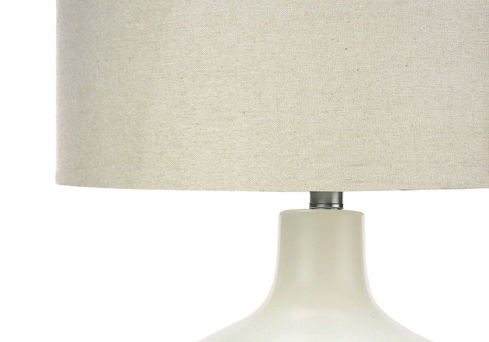 25" Cream Ceramic Gourd Table Lamp With Cream Drum Shade — view 4