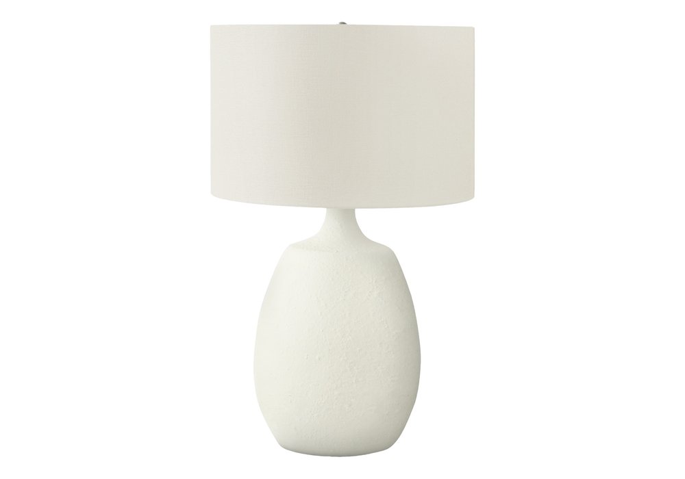 26" Cream Gourd Table Lamp With Cream Drum Shade HomeRoots
