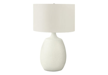 26" Cream Gourd Table Lamp With Cream Drum Shade HomeRoots