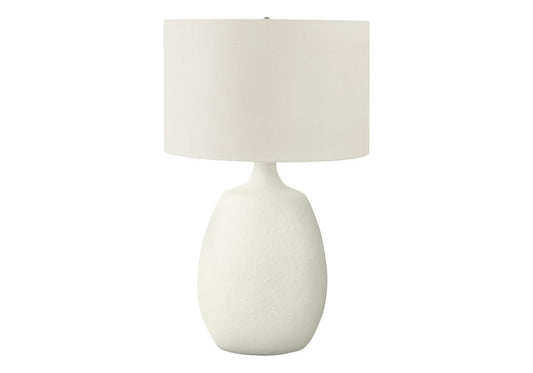 26" Cream Gourd Table Lamp With Cream Drum Shade HomeRoots