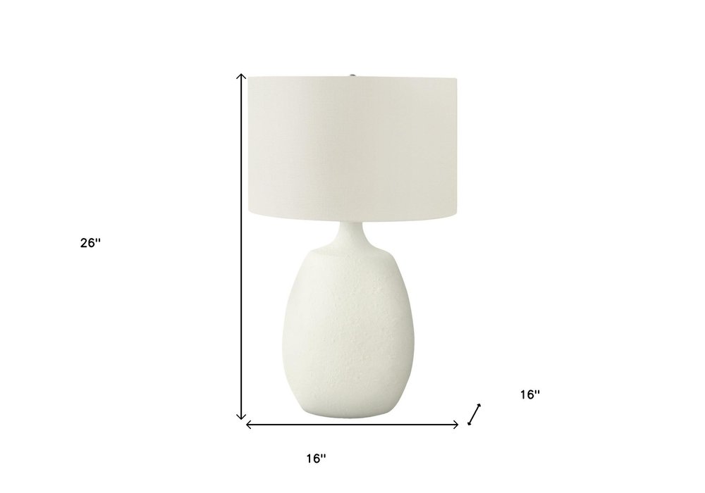 26" Cream Gourd Table Lamp With Cream Drum Shade HomeRoots
