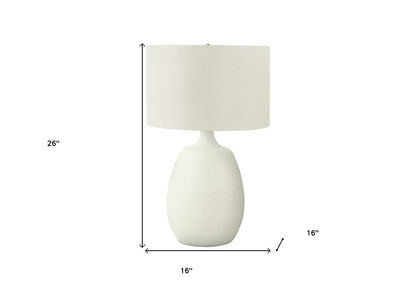 26" Cream Gourd Table Lamp With Cream Drum Shade HomeRoots