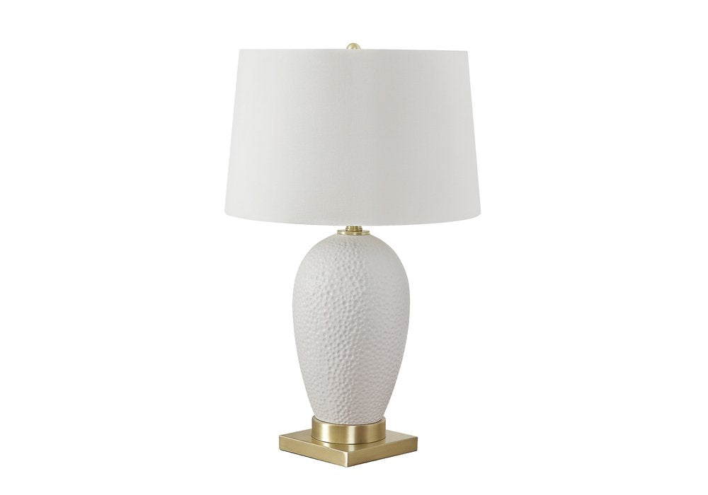26" Gold and White Ceramic Urn Table Lamp With Cream Empire Shade — view 1