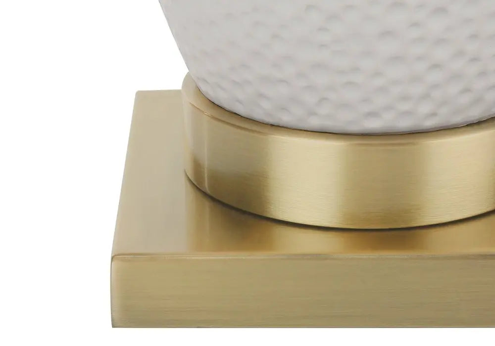 26" Gold and White Ceramic Urn Table Lamp With Cream Empire Shade HomeRoots