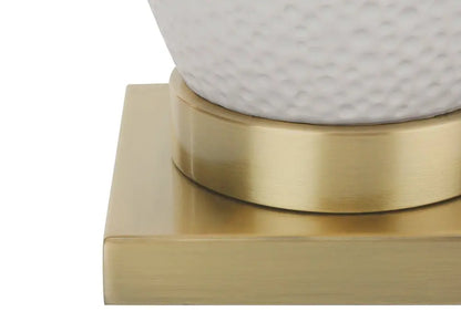 26" Gold and White Ceramic Urn Table Lamp With Cream Empire Shade HomeRoots