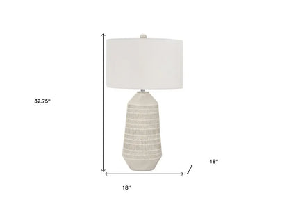33" Ivory Ceramic Geometric Table Lamp With Cream Drum Shade HomeRoots