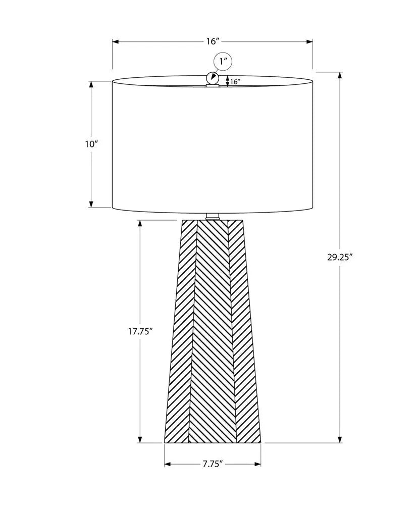 29" White Ceramic Geometric Table Lamp With Ivory Drum Shade HomeRoots
