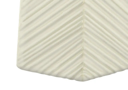 29" White Ceramic Geometric Table Lamp With Ivory Drum Shade HomeRoots