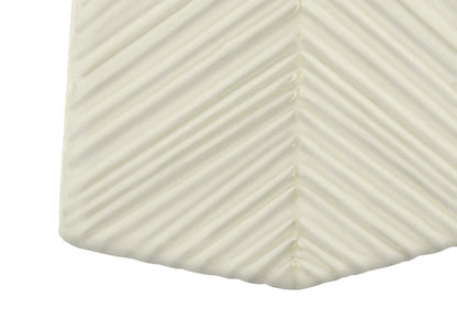 29" White Ceramic Geometric Table Lamp With Ivory Drum Shade HomeRoots
