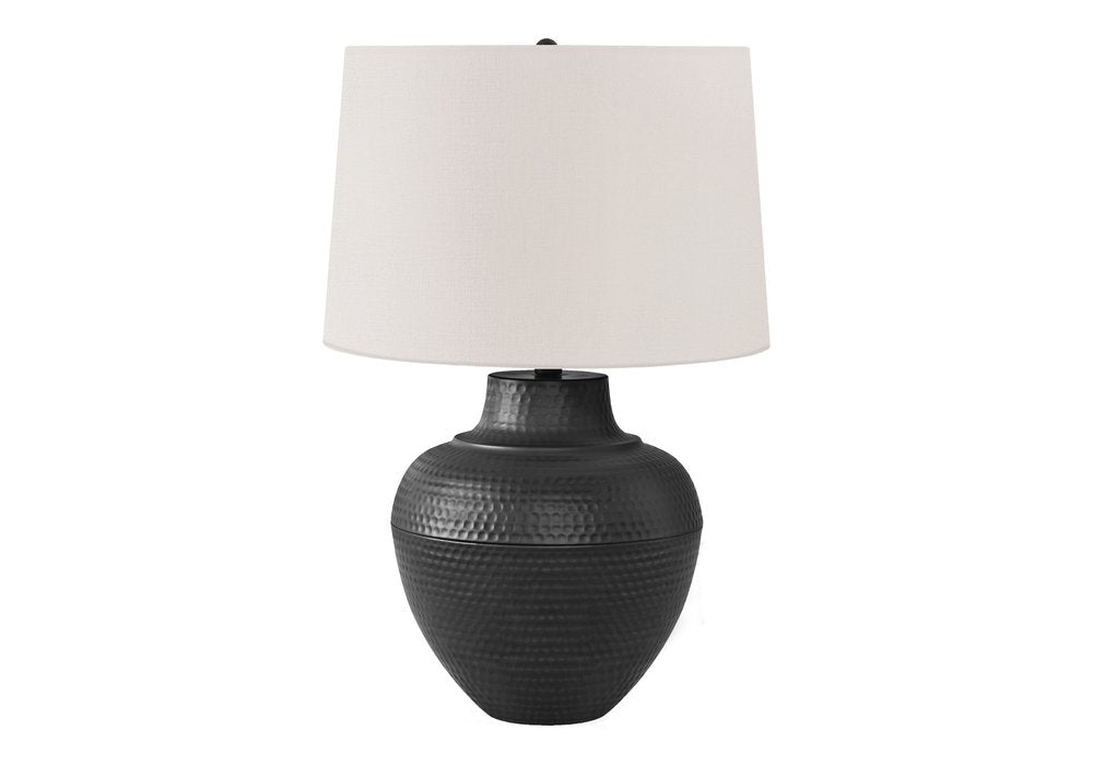 26" Black Metal Urn Table Lamp With Cream Empire Shade — view 1
