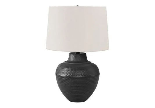 26" Black Metal Urn Table Lamp With Cream Empire Shade HomeRoots