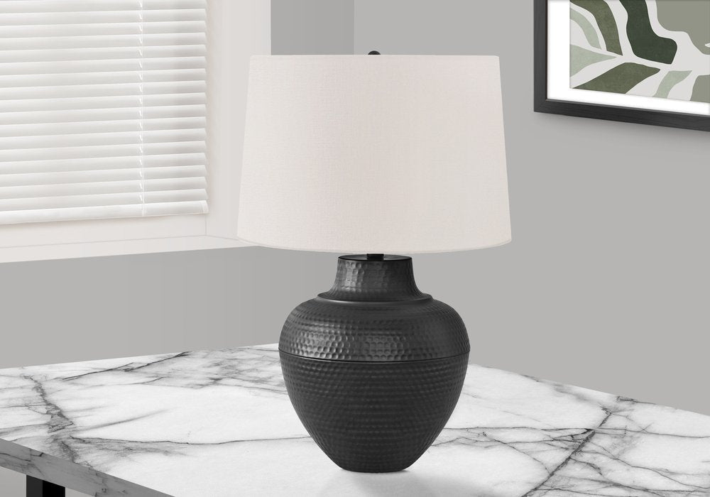 26" Black Metal Urn Table Lamp With Cream Empire Shade — view 2