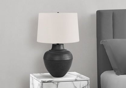 26" Black Metal Urn Table Lamp With Cream Empire Shade HomeRoots