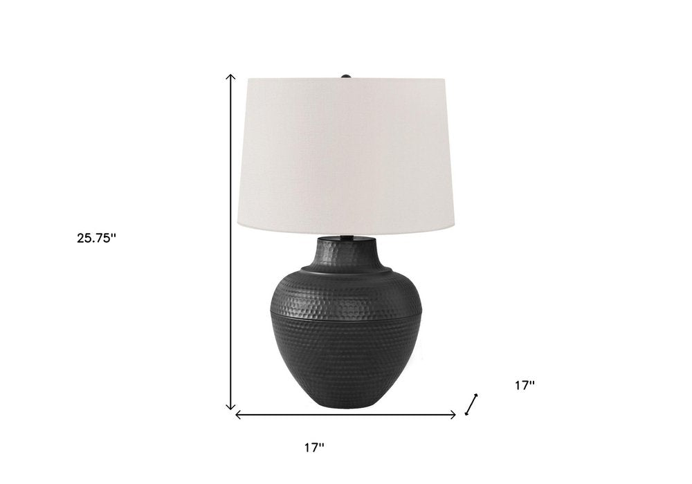 26" Black Metal Urn Table Lamp With Cream Empire Shade HomeRoots