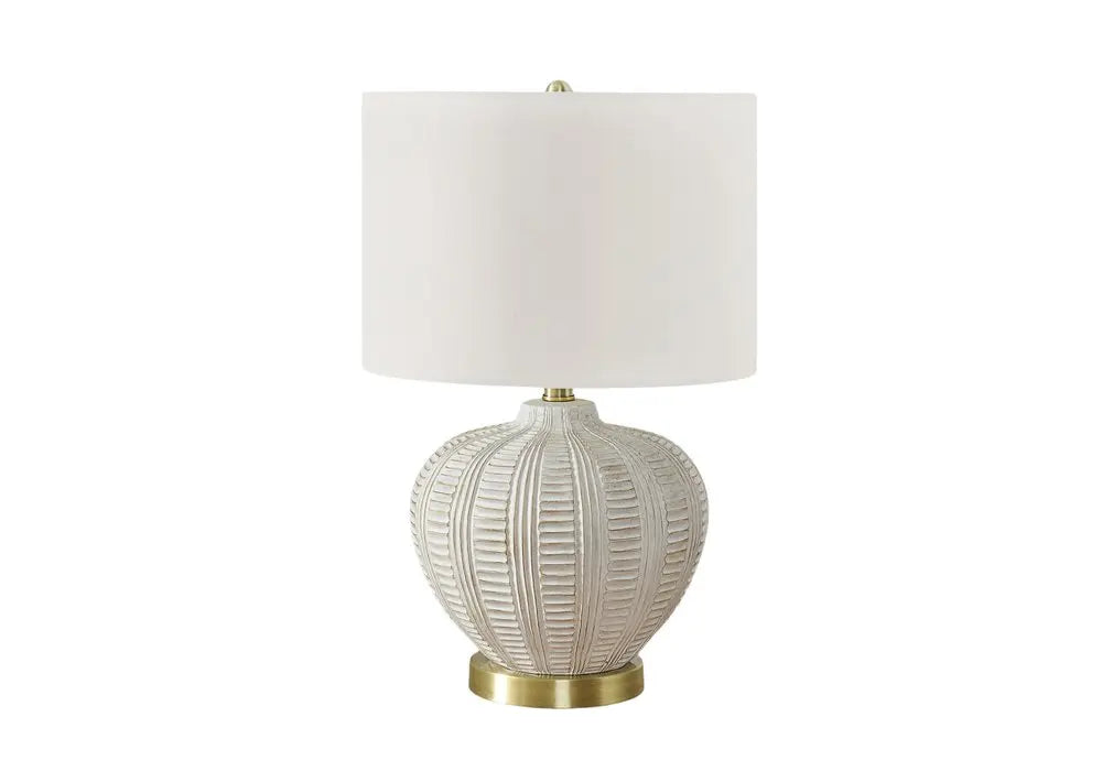 21" Gold and White Urn Table Lamp With Ivory Drum Shade HomeRoots