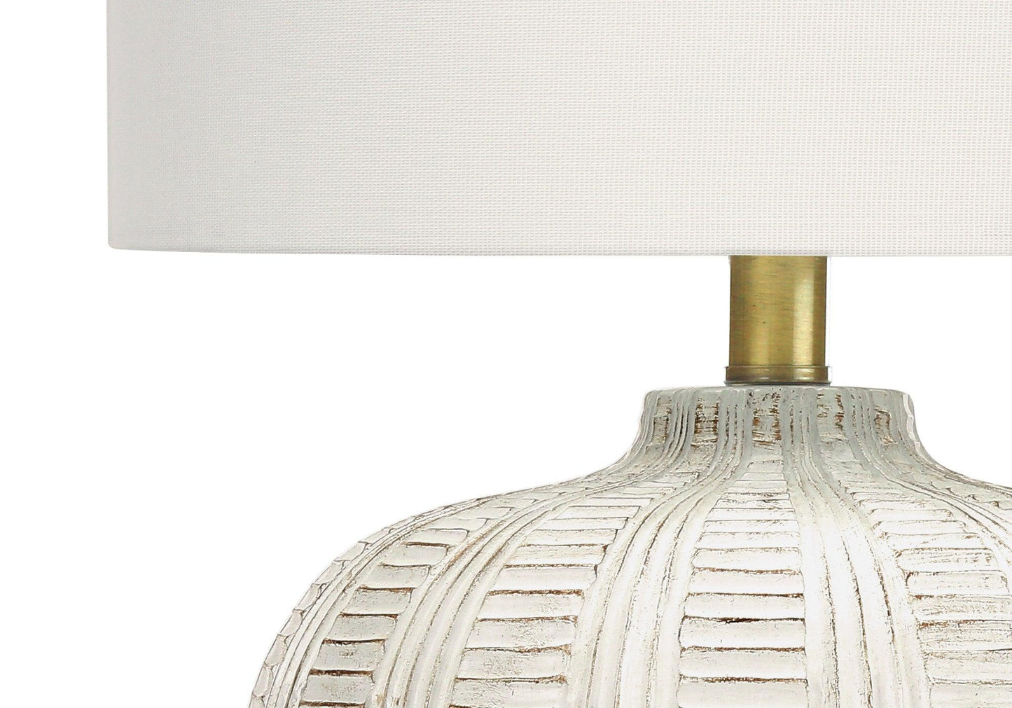 21" Gold and White Urn Table Lamp With Ivory Drum Shade - FurniFindUSA