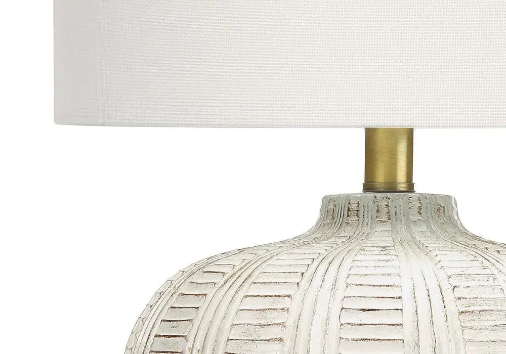 21" Gold and White Urn Table Lamp With Ivory Drum Shade HomeRoots