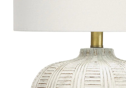 21" Gold and White Urn Table Lamp With Ivory Drum Shade HomeRoots
