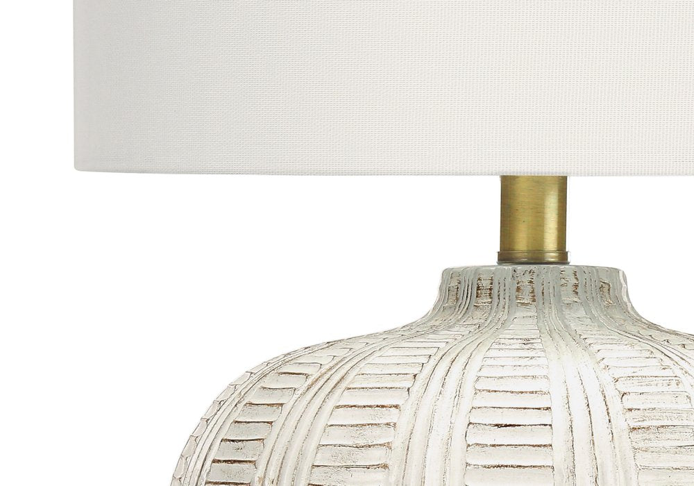 21" Gold and White Urn Table Lamp With Ivory Drum Shade HomeRoots