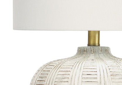 21" Gold and White Urn Table Lamp With Ivory Drum Shade HomeRoots