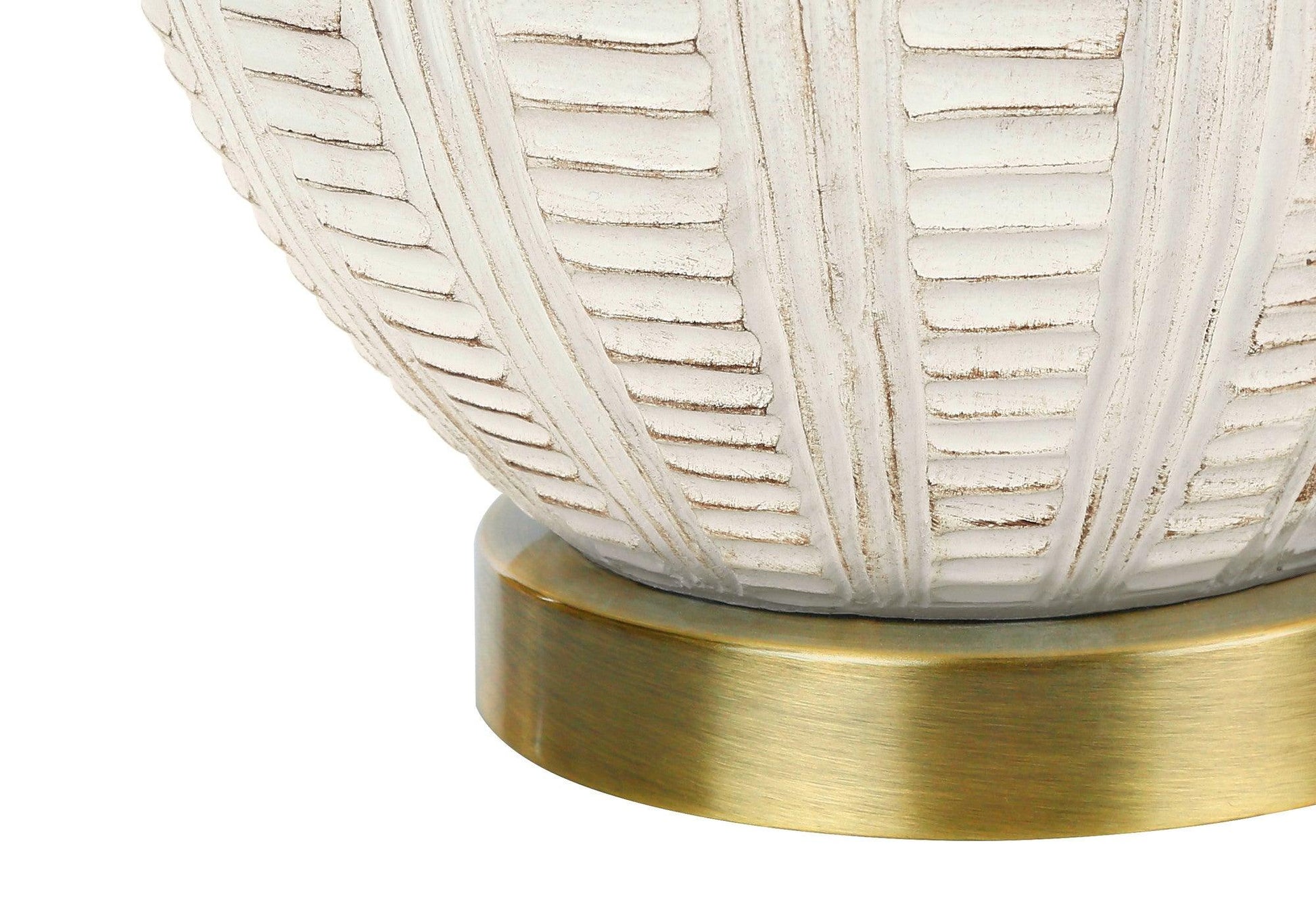 21" Gold and White Urn Table Lamp With Ivory Drum Shade - FurniFindUSA