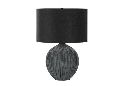 23" Black Ceramic Round Table Lamp With Black Drum Shade HomeRoots