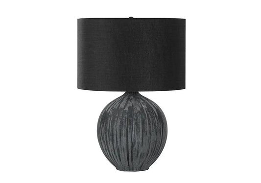 23" Black Ceramic Round Table Lamp With Black Drum Shade HomeRoots