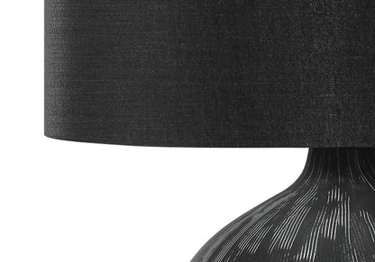 23" Black Ceramic Round Table Lamp With Black Drum Shade HomeRoots