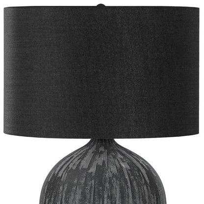 23" Black Ceramic Round Table Lamp With Black Drum Shade HomeRoots