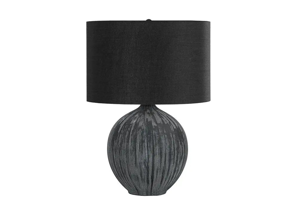 23" Black Ceramic Round Table Lamp With Black Drum Shade HomeRoots