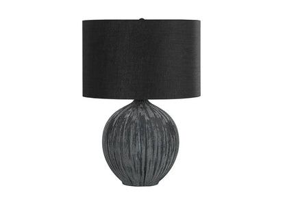 23" Black Ceramic Round Table Lamp With Black Drum Shade HomeRoots