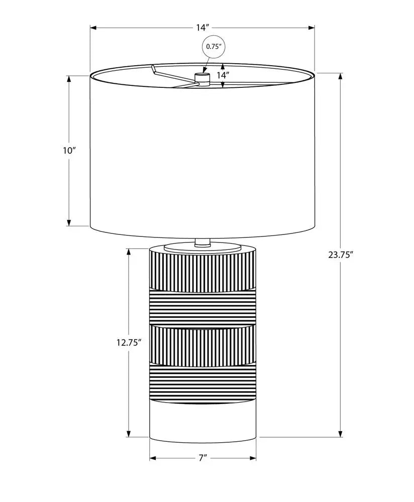 24" Black Cylinder Table Lamp With Ivory Drum Shade HomeRoots