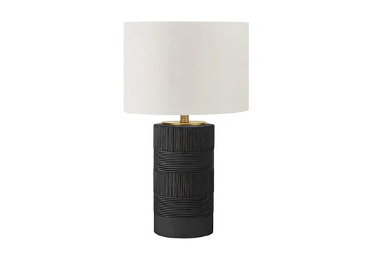 24" Black Cylinder Table Lamp With Ivory Drum Shade HomeRoots