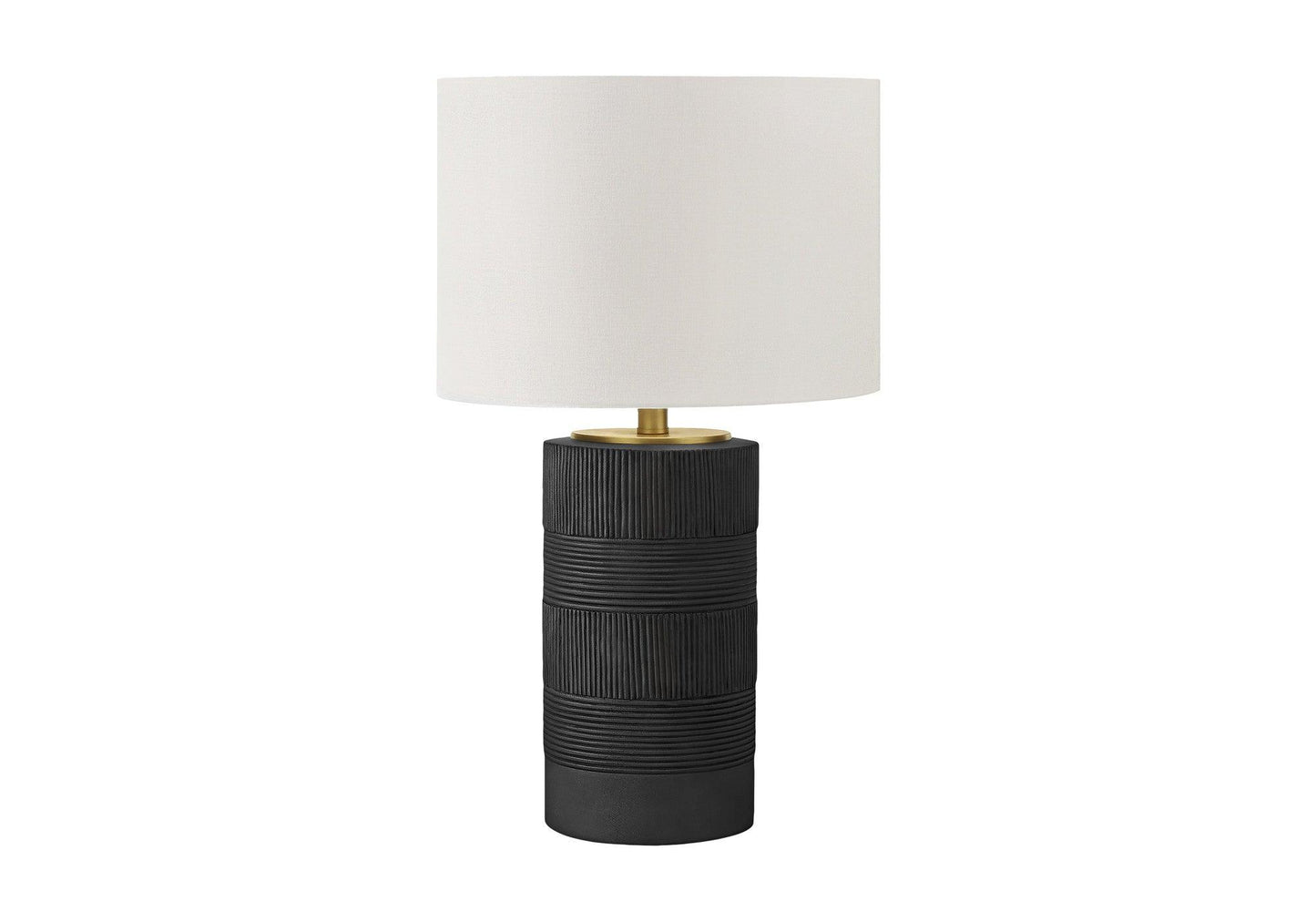 24" Black Cylinder Table Lamp With Ivory Drum Shade - FurniFindUSA