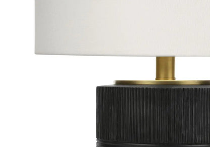 24" Black Cylinder Table Lamp With Ivory Drum Shade HomeRoots