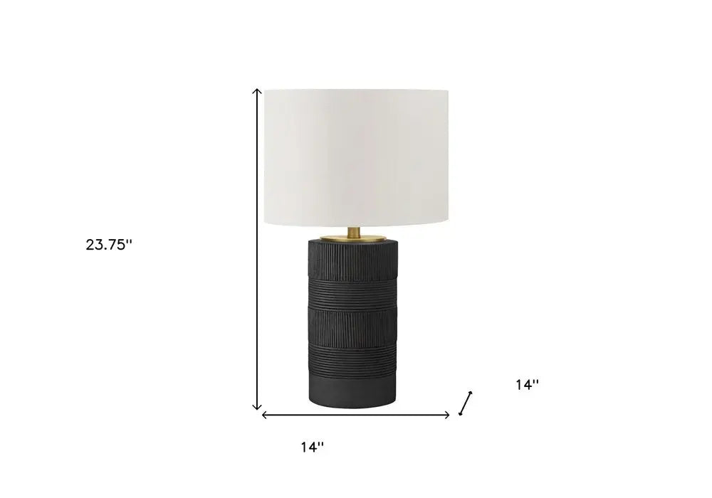 24" Black Cylinder Table Lamp With Ivory Drum Shade HomeRoots