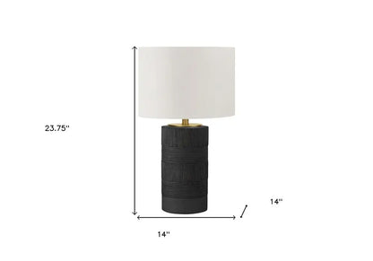 24" Black Cylinder Table Lamp With Ivory Drum Shade HomeRoots