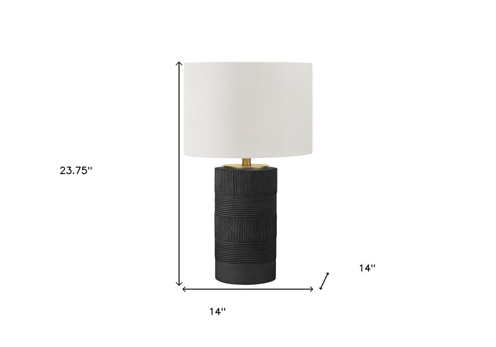 24" Black Cylinder Table Lamp With Ivory Drum Shade HomeRoots