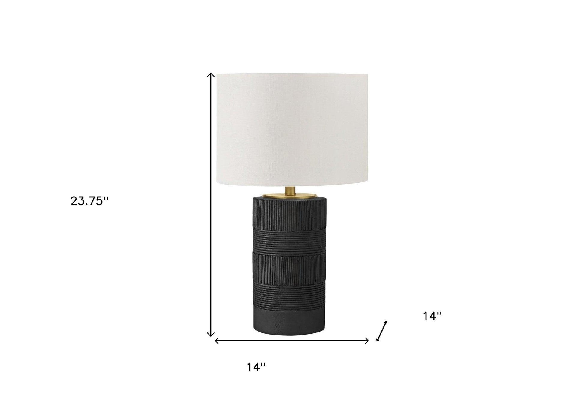 24" Black Cylinder Table Lamp With Ivory Drum Shade - FurniFindUSA