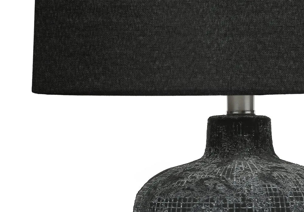 24" Black Ceramic Round Table Lamp With Black Drum Shade HomeRoots