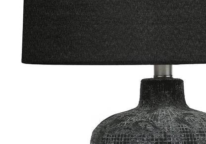 24" Black Ceramic Round Table Lamp With Black Drum Shade HomeRoots