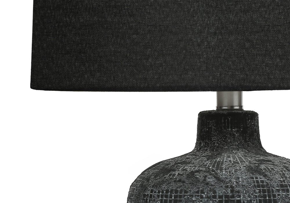 24" Black Ceramic Round Table Lamp With Black Drum Shade — view 4