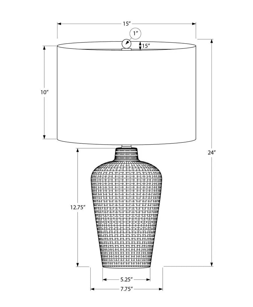 24" Black Ceramic Round Table Lamp With Black Drum Shade HomeRoots